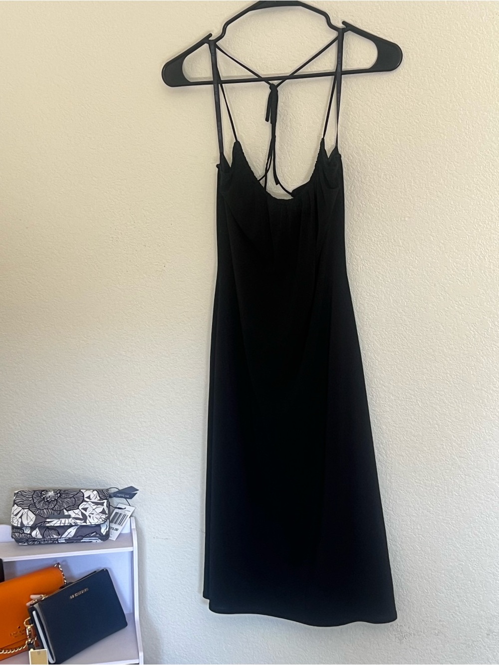 Black Slip Midi Dress with Strappy Back